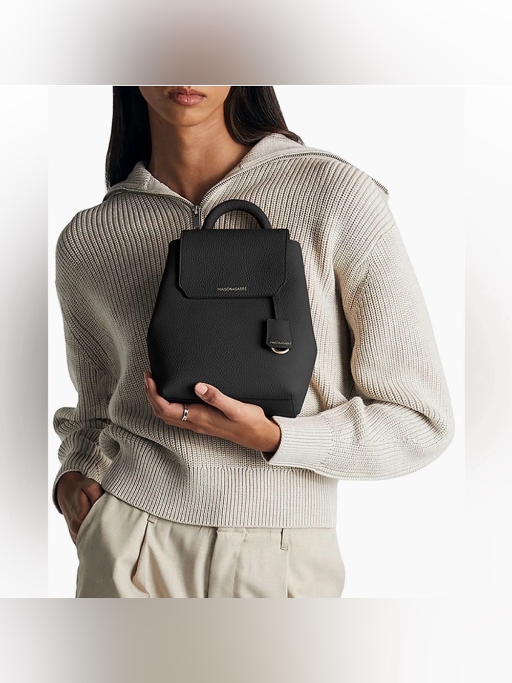 Maison de Sabre Mini Soft Backpack. Black/ Gold. - Picture 7 of 17